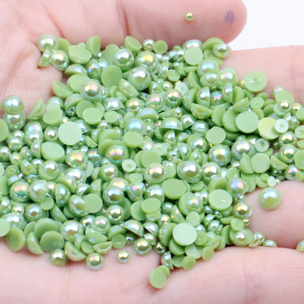 Resin Half Round Flatback Beads 2-6mm Mix Size Glue on Loose Rhinestones for Clothes Dresses DIY Crafts Scrapbook Decoration
