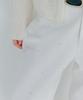 Okuka Shiny Wide Denim Pants - White