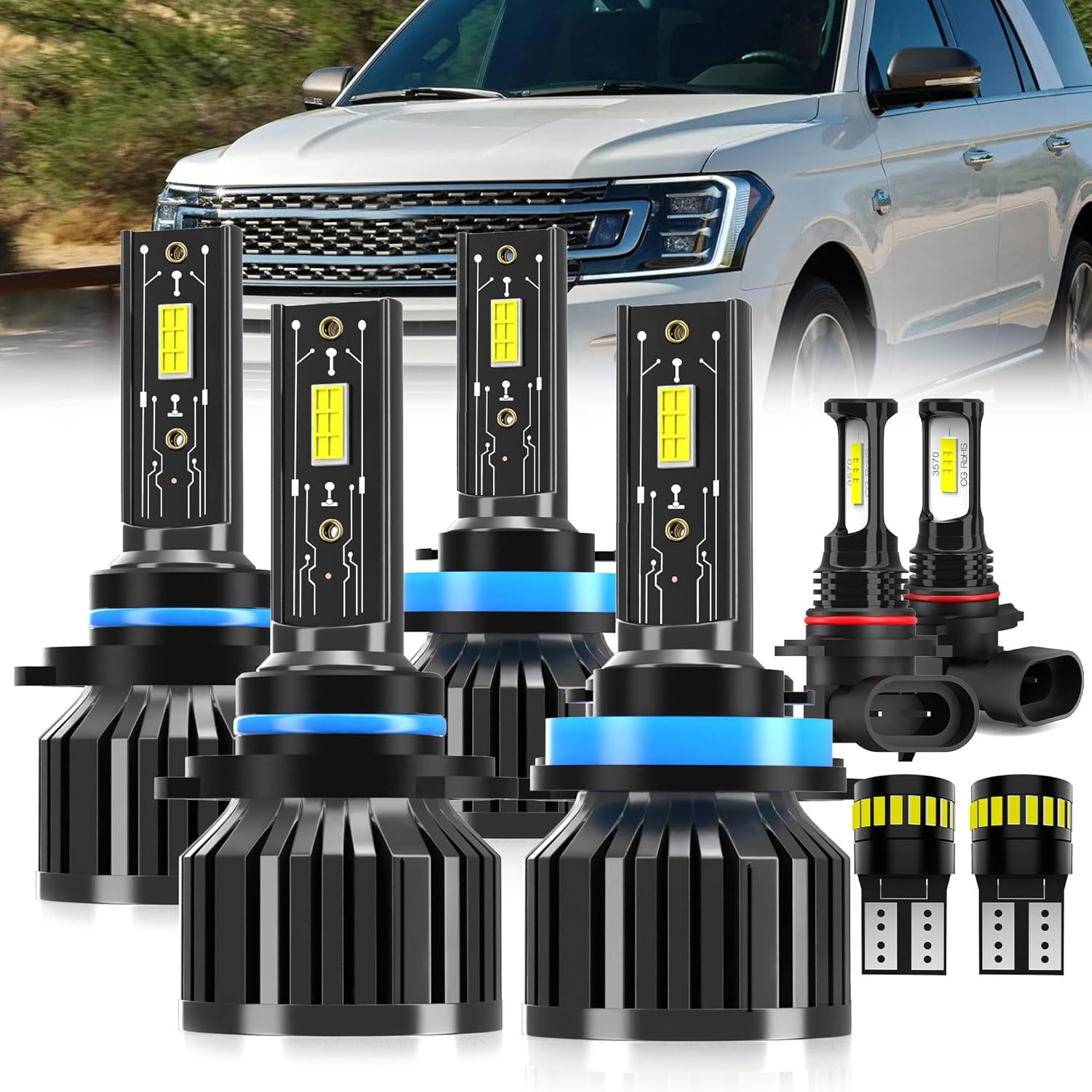 

For 2019-2020 Ford Expedition light Bulbs, 9005 High Beam H11 Low Beam 9145 Fog Light License Plate Lights Combo, 8PCS for Ford Expedition(19-20