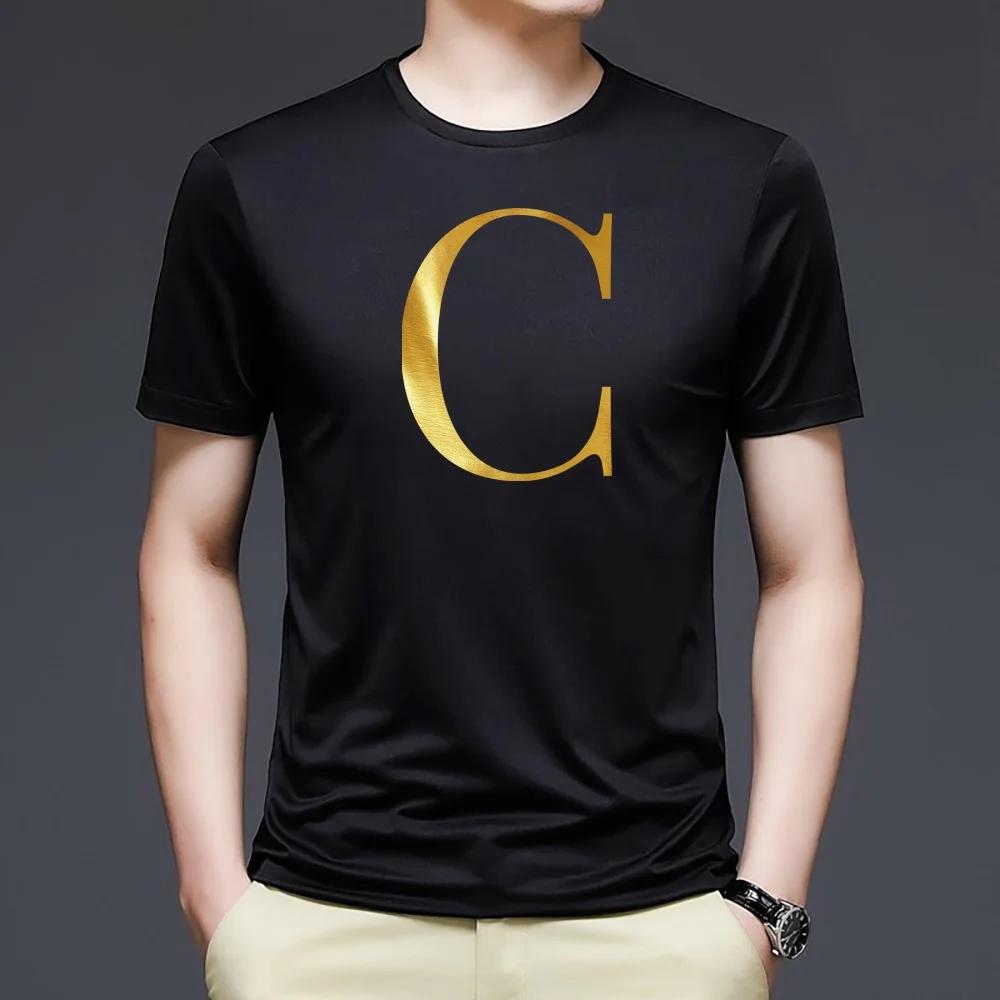 

Letter Combination Fashion Men T-shirt Letter Font A B C D E F G Short Sleeve Tops Summer Short Sleeve Black T-shirt Clothing XXXXXL чёрный