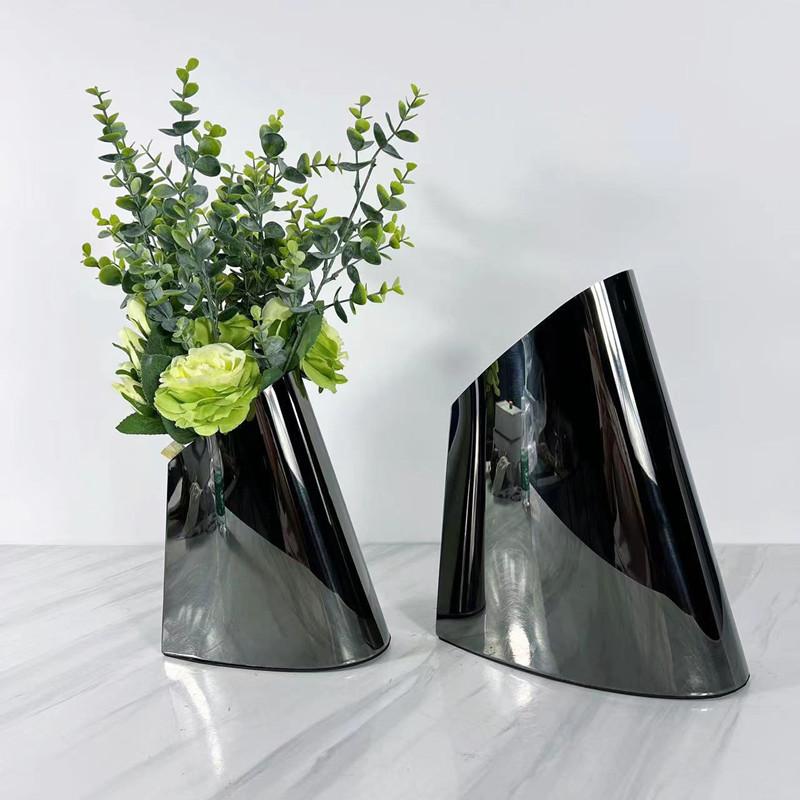 Luxury Cone-shaped Design Stainless Steel Vase, Living Room Flower Arrangement, Desktop Decoration, Home Decor Accessories
