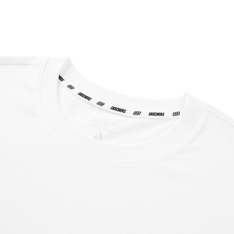 Skechers Logo Pattern Design Versatile Round Neck Pullover Short Sleeve T-Shirt Unisex Tops Bright-White L224U137-0019