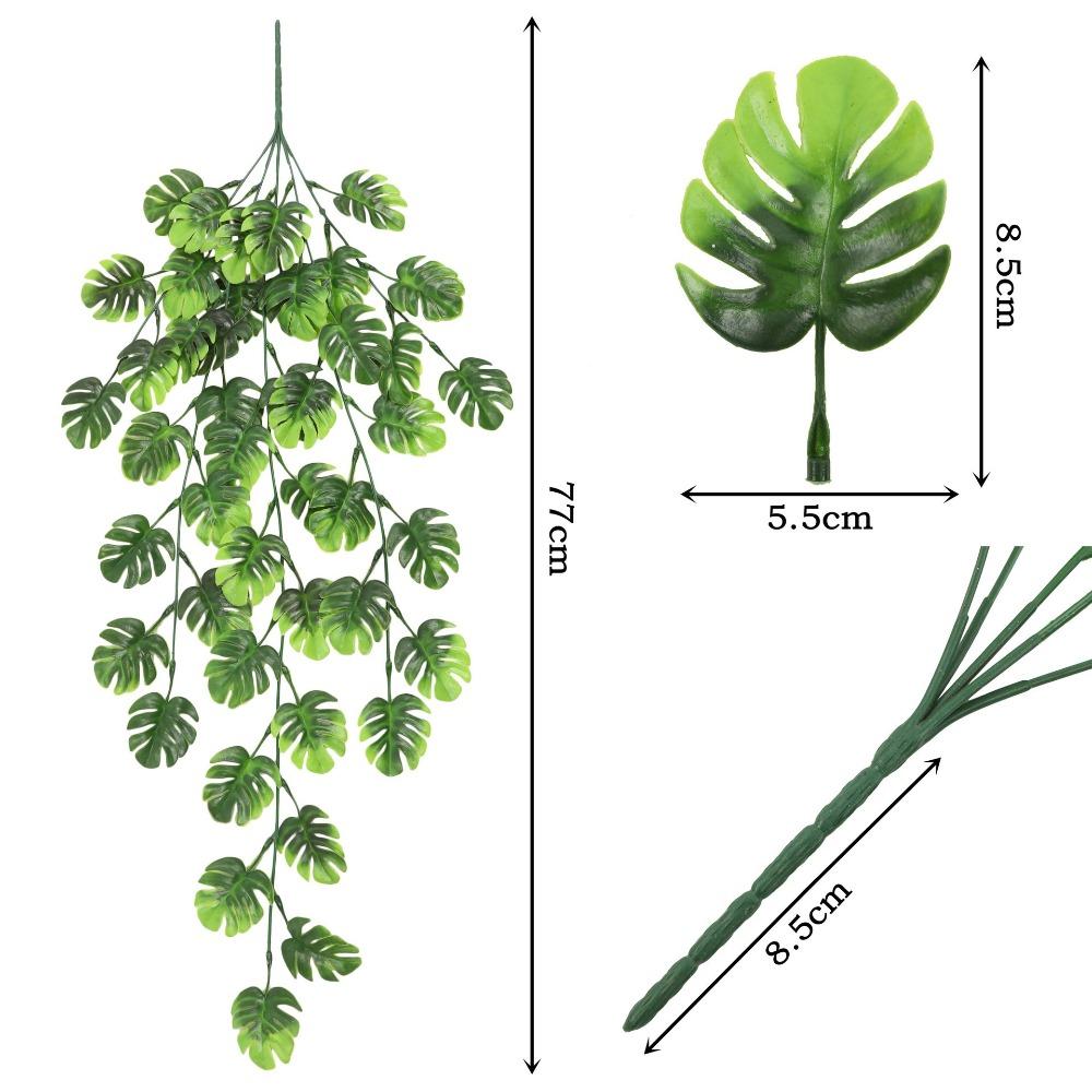 80cm Length Artificial Hanging Vines Plastic Leaves Green Color Artificial Plant Decor 5 Heads Hanging Design