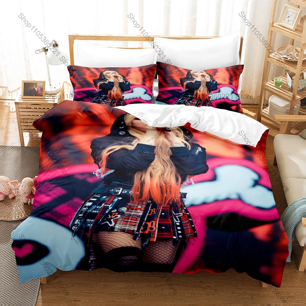 Avril Lavigne 3Pcs Bedding Set 3D Printed Music Singer Duvet Cover Pillowcase Twin Full Queen King Size Soft Microfiber