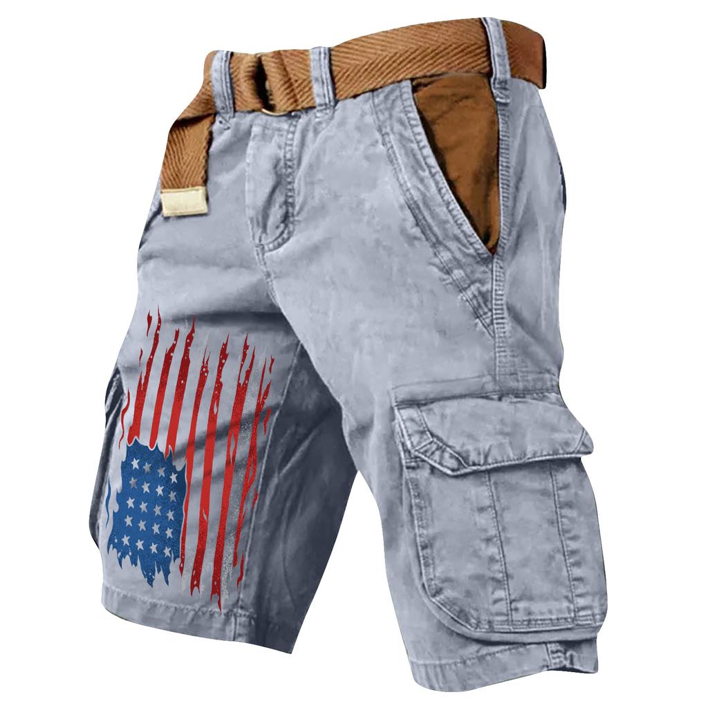 Pantaloncini Cargo Casual Stampati da Uomo per l'Estate con Tasche Multiple