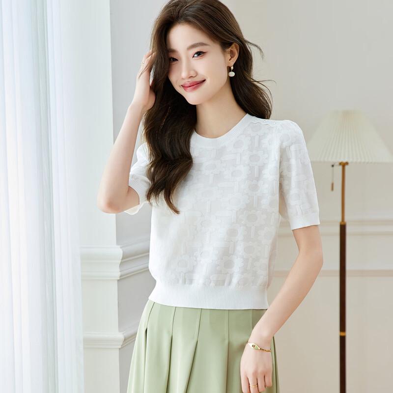 Srcr Mulberry Silk Blend Short Puff Sleeve Knit Top