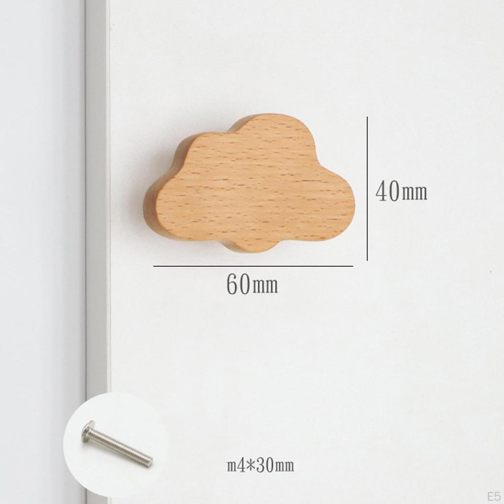 4 Pieces Wooden Cabinet Knobs Drawer Pulls Furniture Dresser Pull Handles for Shelf