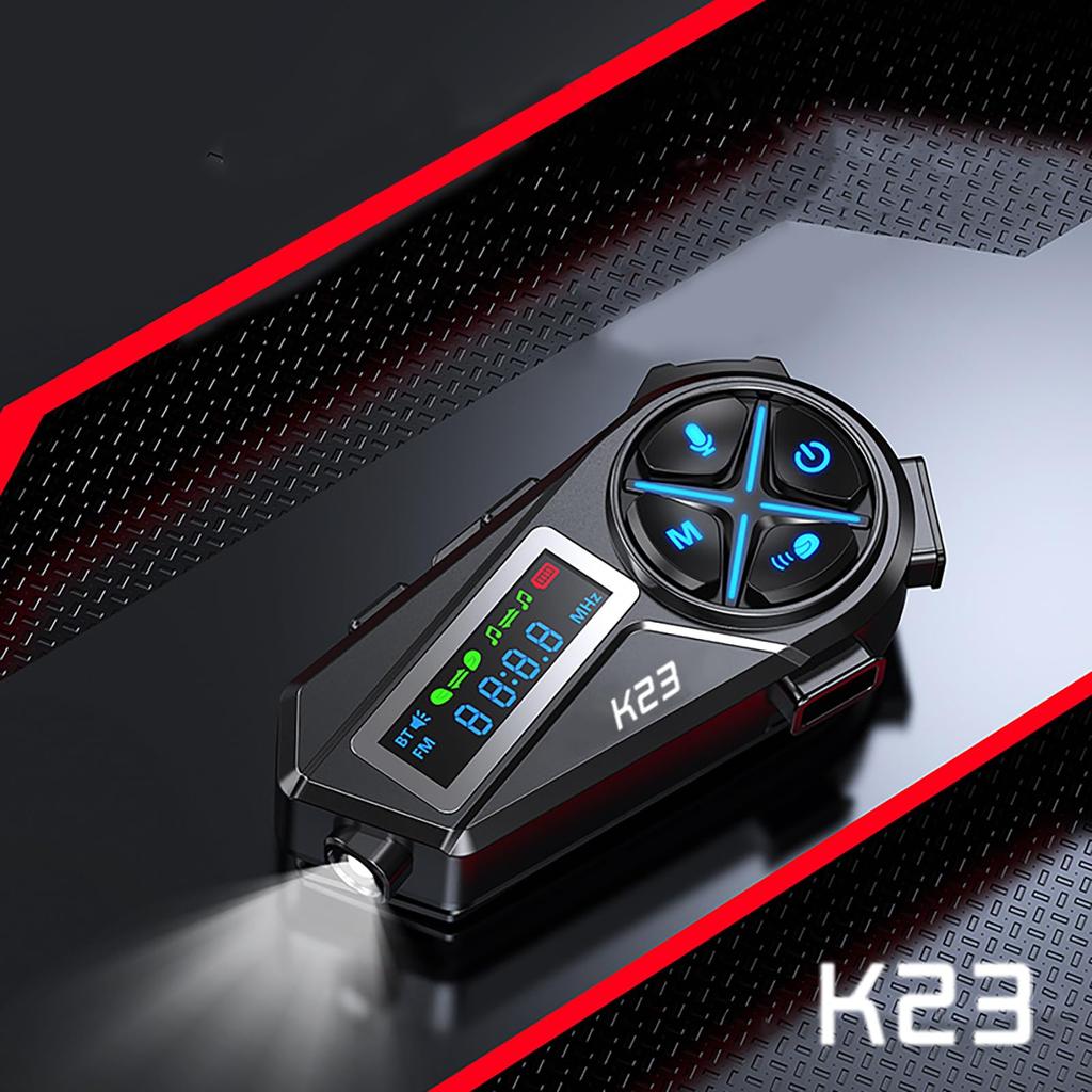 Motorcycle Intercom with OLED Display, Earphone Intercom, 3-Person Connection, 2-Person Simultaneous Talk, 1000M Communication Range, 48 Hours Continu