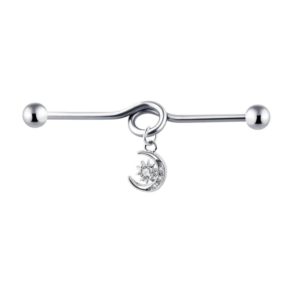 

Индастриал пирсинг для уха с длинной штангой и крестом-сердцем (2022)