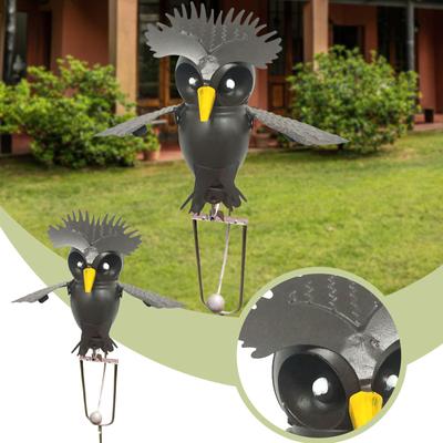 Vlající kov Hnědá Šedá Owl Yard Kolébka Houpací vítr Whirly-Gig Garden Art