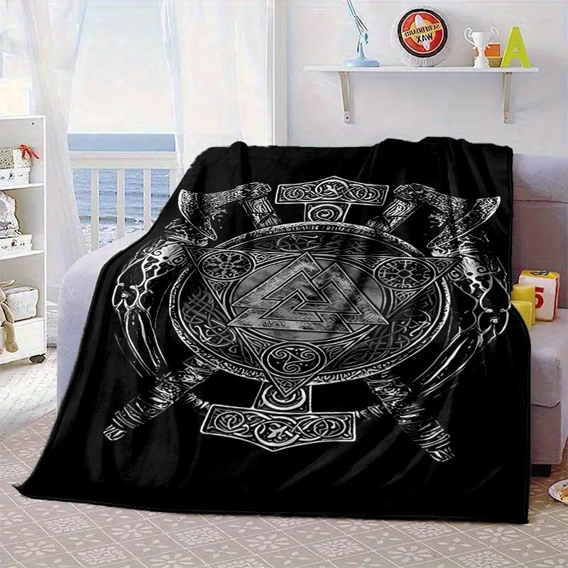 Viking Ship At Sea Blanket Flannel Blanket for Bed, Sofa, Camping, Hiking, Picnic Essentials, Gift for Family Fan Gifts