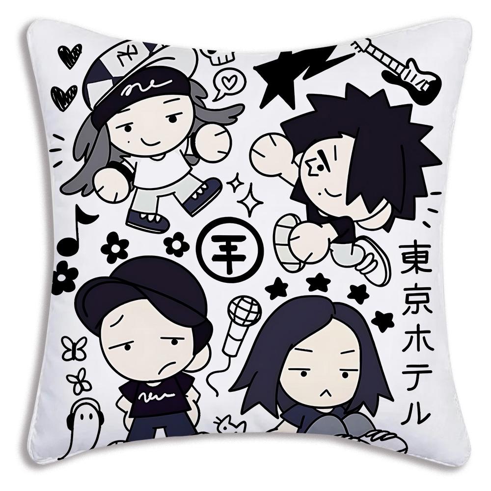 Hot Rock Band Tokios Hotels Pillow Covers Cartoon Sofa Decorative Home Double-Sided Printing Short Plush Cute Cushion Cover