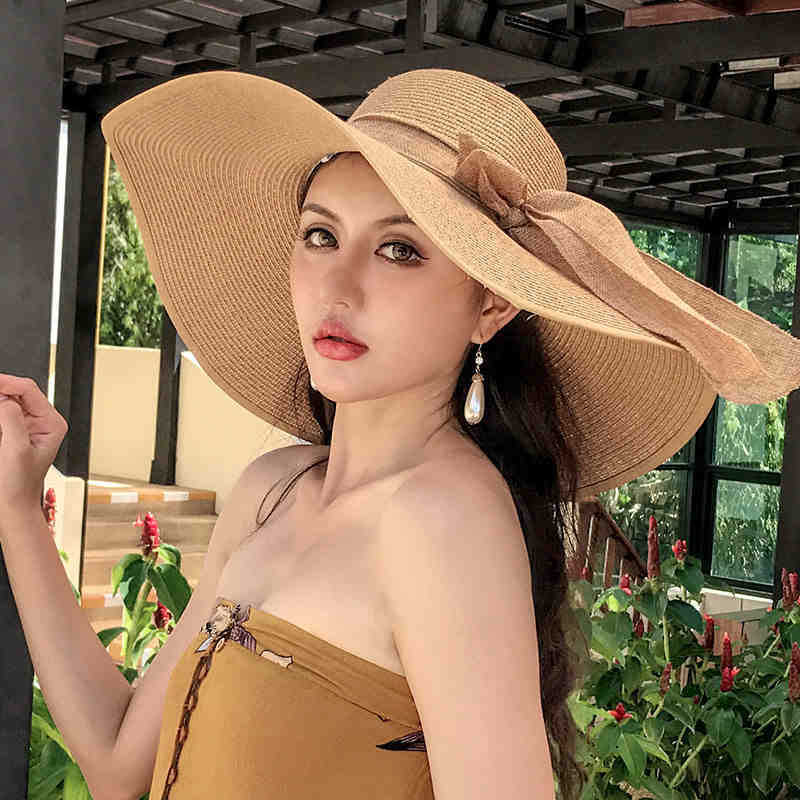 Cappello di Paglia Estivo a Tesa Larga per Spiaggia, Protezione Solare e Viaggi all'Aperto
