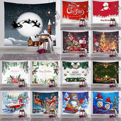 Santa Claus Christmas Tapestry Christmas Tree Wall Decoration Background Fabric Red Stove Tapestry Holiday Happy New Year
