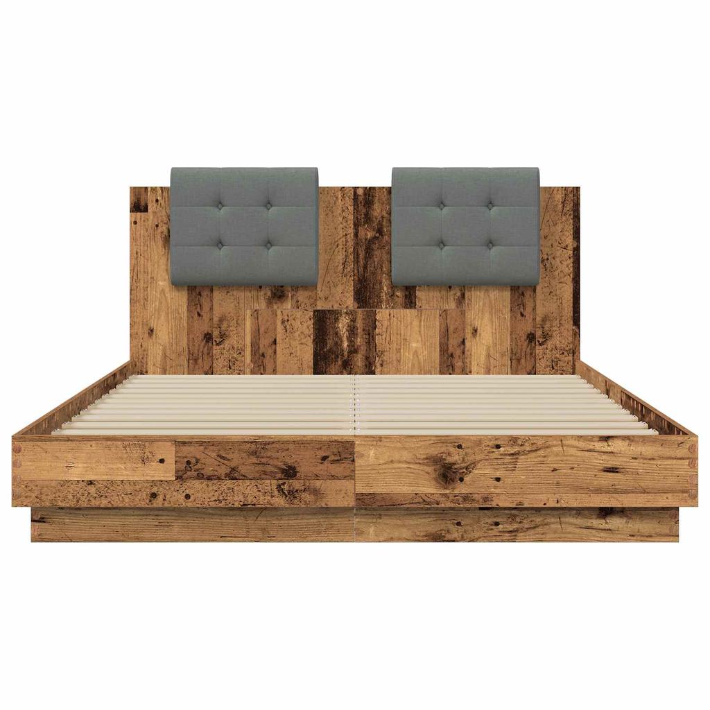 Bed Frame with Headboard Reclaimed Wood Look 120 x 200 cm Engineered Wood