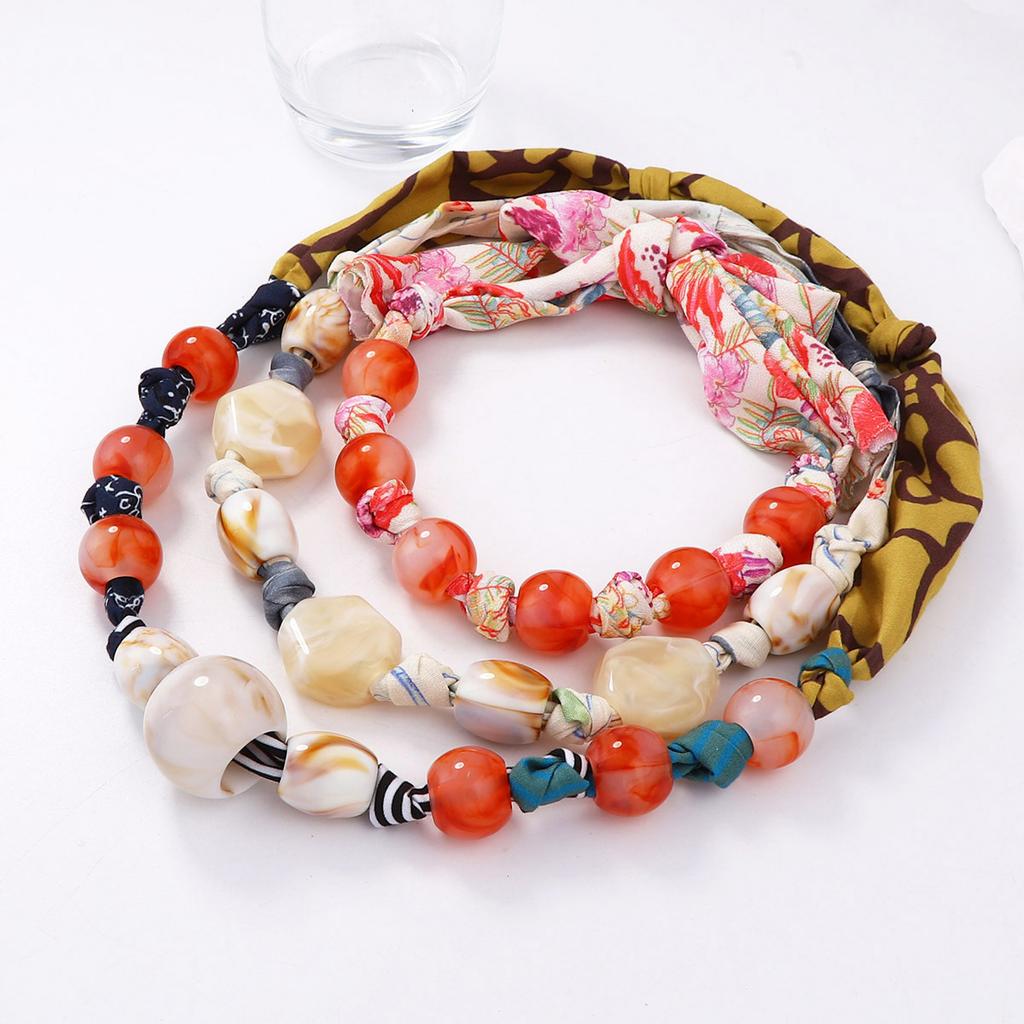 Europäische und amerikanische Persönlichkeitstrends, einfach und modisch, handgewebter Stoff, Perlen-mehrschichtige geometrische lässige Halskette