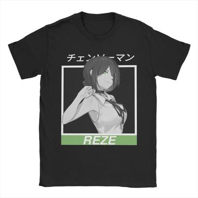 Makima Reze Vintage Anime (3) Men's T Shirts  Casual Tees Short Sleeve Round Collar T-Shirts Pure Cotton Plus Size Tops