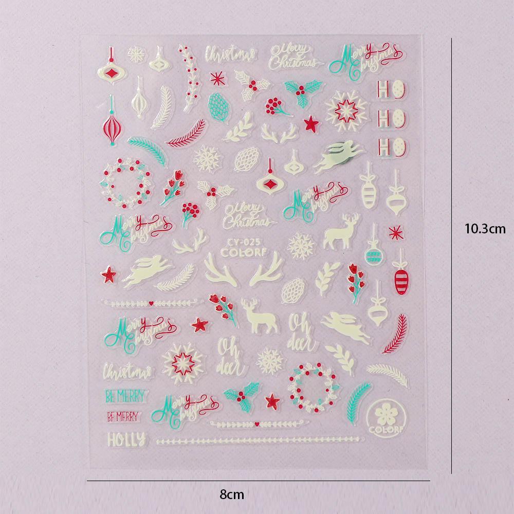 Manicure DIY Nail Decor Christmas Nails Stickers Luminous Nail Stickers Fluorescent Nail Decals