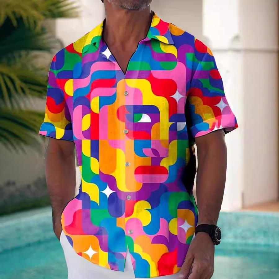Europe and the United States Hot-selling Summer New Hawaiian Shirt Youth Men's Fashion 1D Digital Printing Source