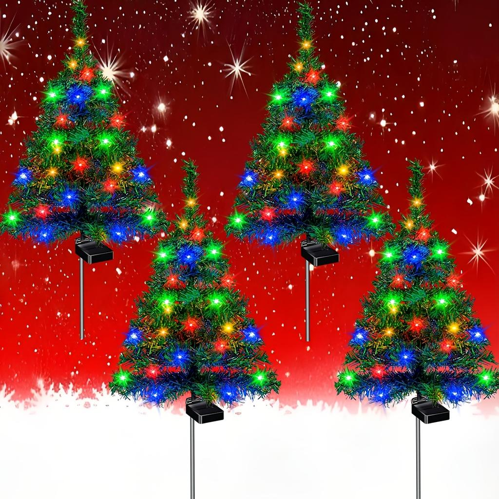 1/2/4PCS Solar Christmas Tree Lights Waterproof Outdoor LED Garden Lamps For Lawn Patio Landscape Decoration Party
