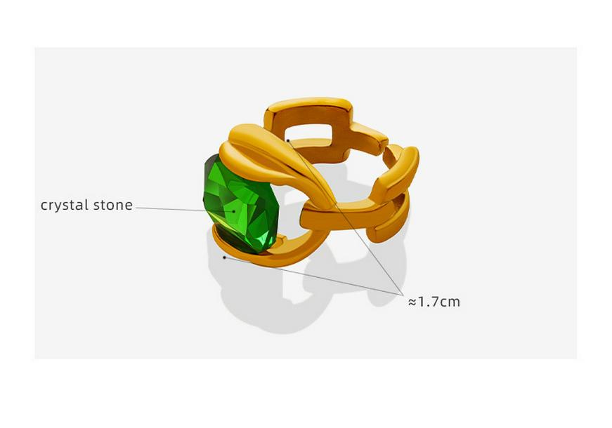 Exquisite Non-Fading Emerald Crystal Ring for Women - Gold-Plated Titanium Steel