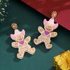 Creative Christmas Stud Earrings Cute Cartoon Dripping Alloy Wearing Hat Gingerbread Man Earrings Simple Women's Models