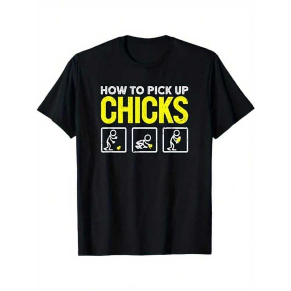 "How To Pick Up Chicks" Funny T-Shirt For Boys  Round Neck T-Shirt Pattern T-shirt casual stree