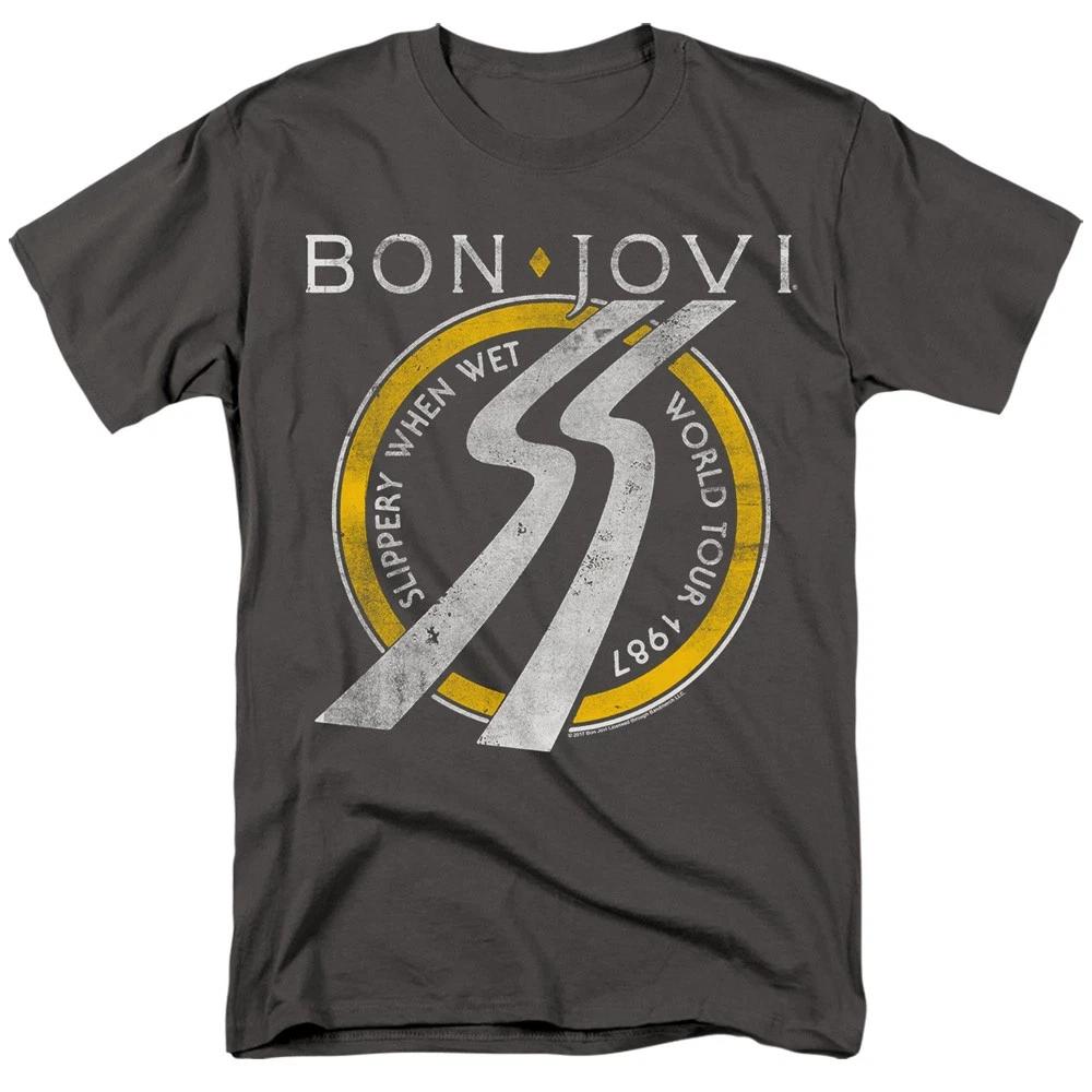 Bon Jovi - Slippery When Wet World Tour -  Unisex Children s T-shirt - Gray 150