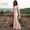 Abito da Sera da Donna Pieghettato Decorazione Nodo Vestibilità Slim Girocollo Chiusura con Cerniera sul Retro Lunghezza Totale Matrimonio Festa Ballo Abito Lungo