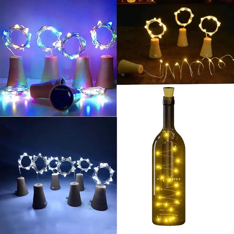 Solar Powered Wine Bottle Lights IP65Waterproof Cork Shape Fairy Lights Garland Christmas Light Copper Wire Home Room Decor Lamp