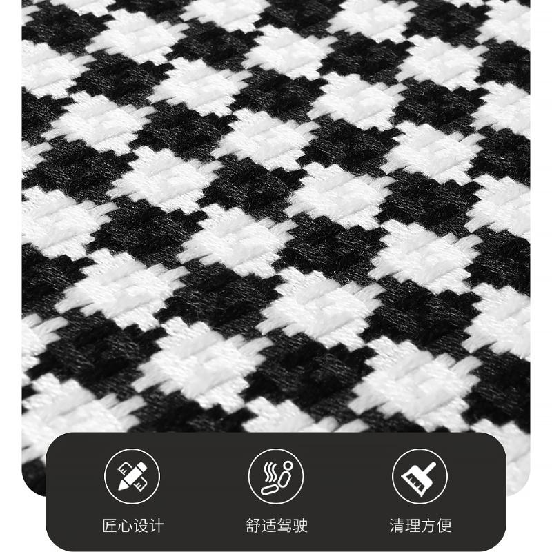 Universal 5-Piece Car Seat Covers Classic Black White | Breathable Durable Fabric, All-Season Protection for Sedan, SUV, Truck