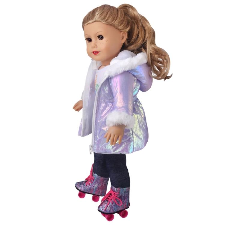 Long Coat Winter Doll Clothes For 18 Inch Girl Dolls Soft Plush Outfit Set Simple Wear Design