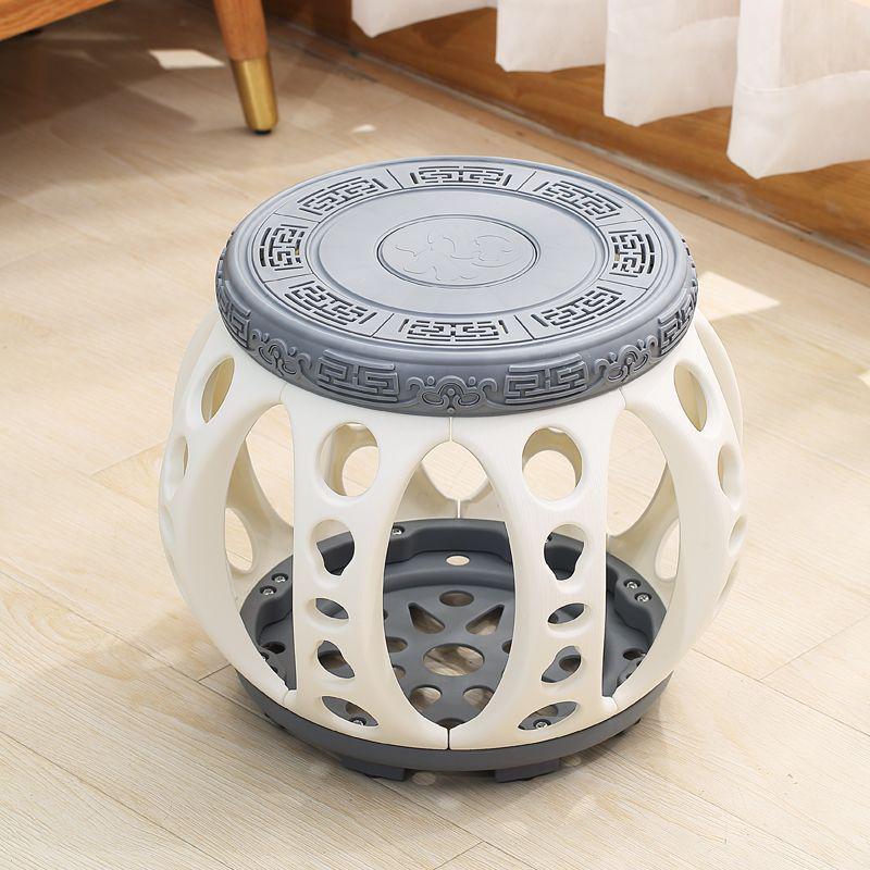 Ancient Style Chinese Round Drum Stool Bench - Artful Design for Tea or Coffee Rooms, Extra Thick Kite Embroidery, Multi-Purpose Qin Pipa Chair.