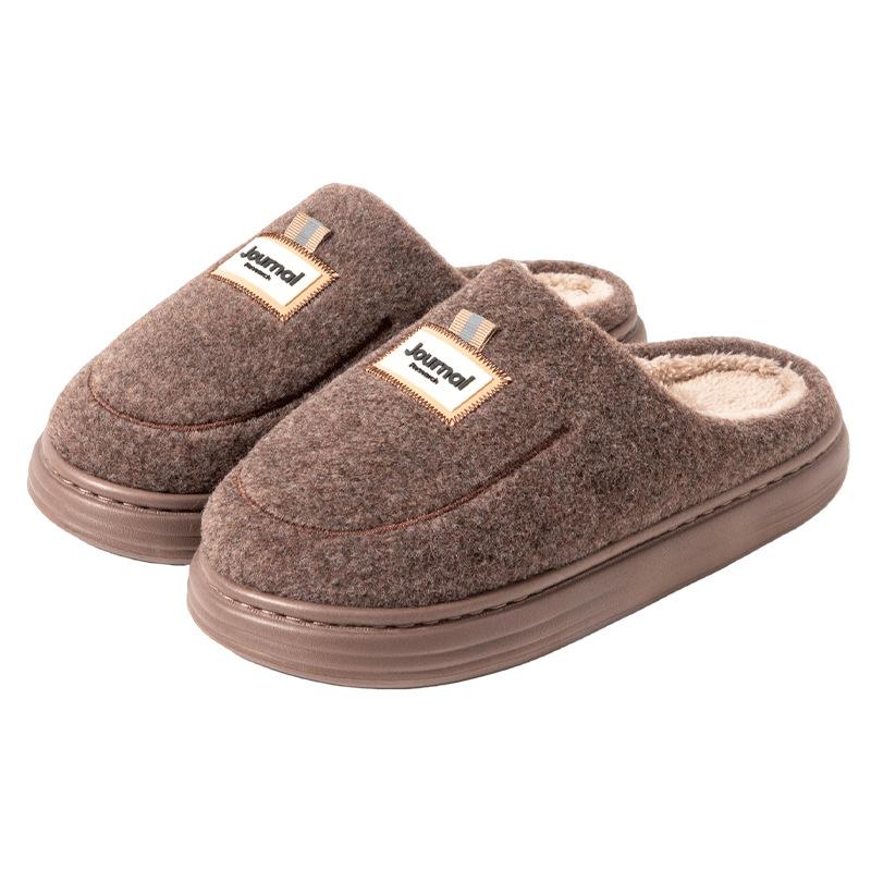 Cotton slippers men's autumn and winter indoor thick non-slip large size warm plush cotton slippers men