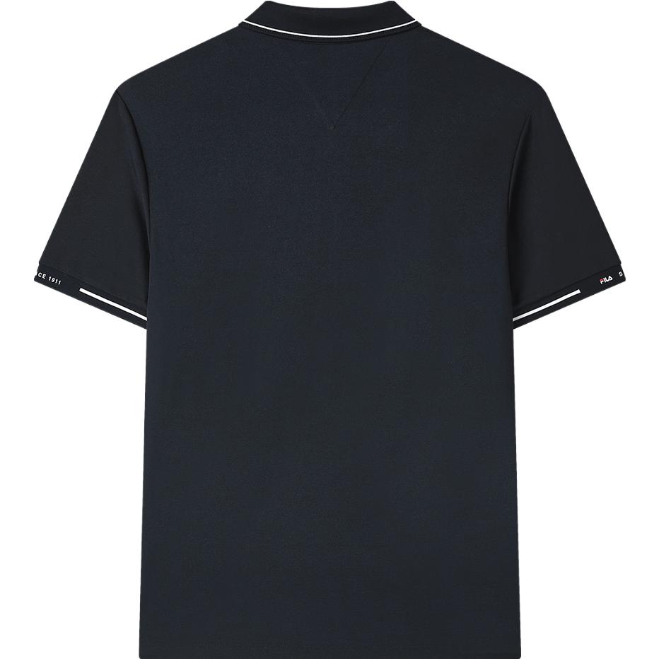 Fila Solid Color Logo Label Wrinkle Resistant Polo Shirt Men Polo Shirts Legendary-Blue F11M321103FNV