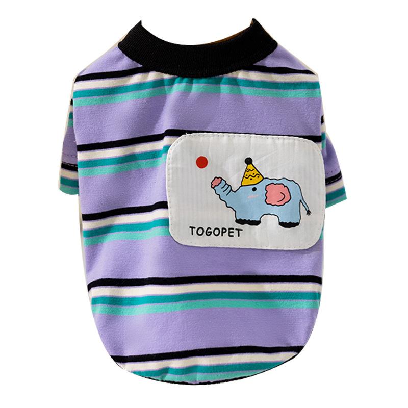 Spring Summer Pet Dog T-Shirt Striped Cartoon Elephant Design Teddy Bichon Cat Puppy Underwear Comfortable Breathable Dog Clothe