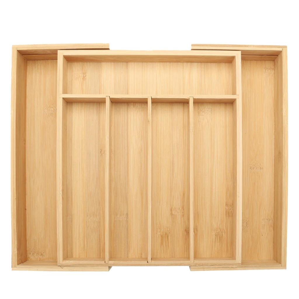 Cutlery and jewelry organizer insert for kitchen drawer, bamboo container