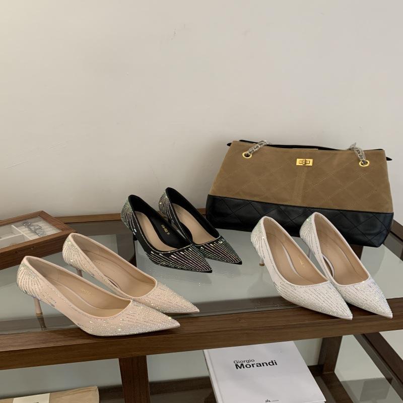 High Heels Women's Pointed Toe Thin Heels Wedding Senior Design Bridesmaids Are Not Tired Bride Wedding Shoes Single Shoes