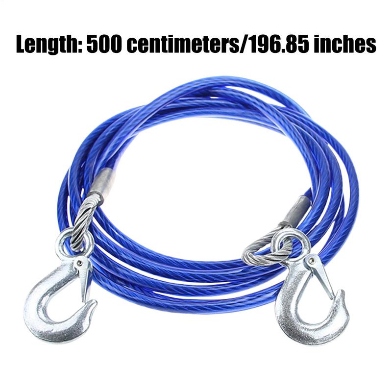 Steel Wire Rope With Hook Steel Wire Towing Strap Car Supplies Anti-Slip High Tensile Strength For Truck Boats Motorcycles