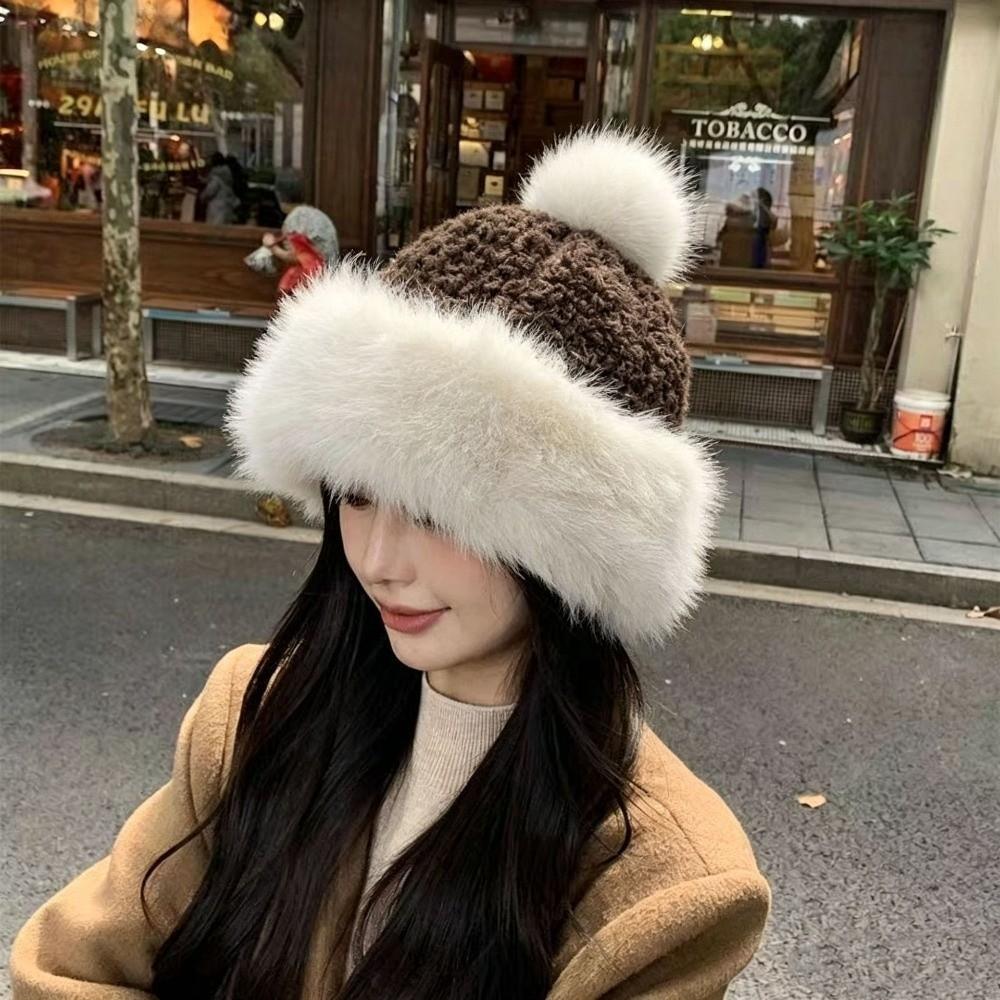 Thick Plush Plush Winter Hat Ear Covering Faux Fur Hats Gifts Basin Hats  Women