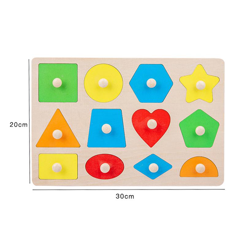 

Wooden Shape and Color Matching Hand Scratching Board Montessori Baby Puzzle Toy Geometric Early Education Cognitive Toys TMZ