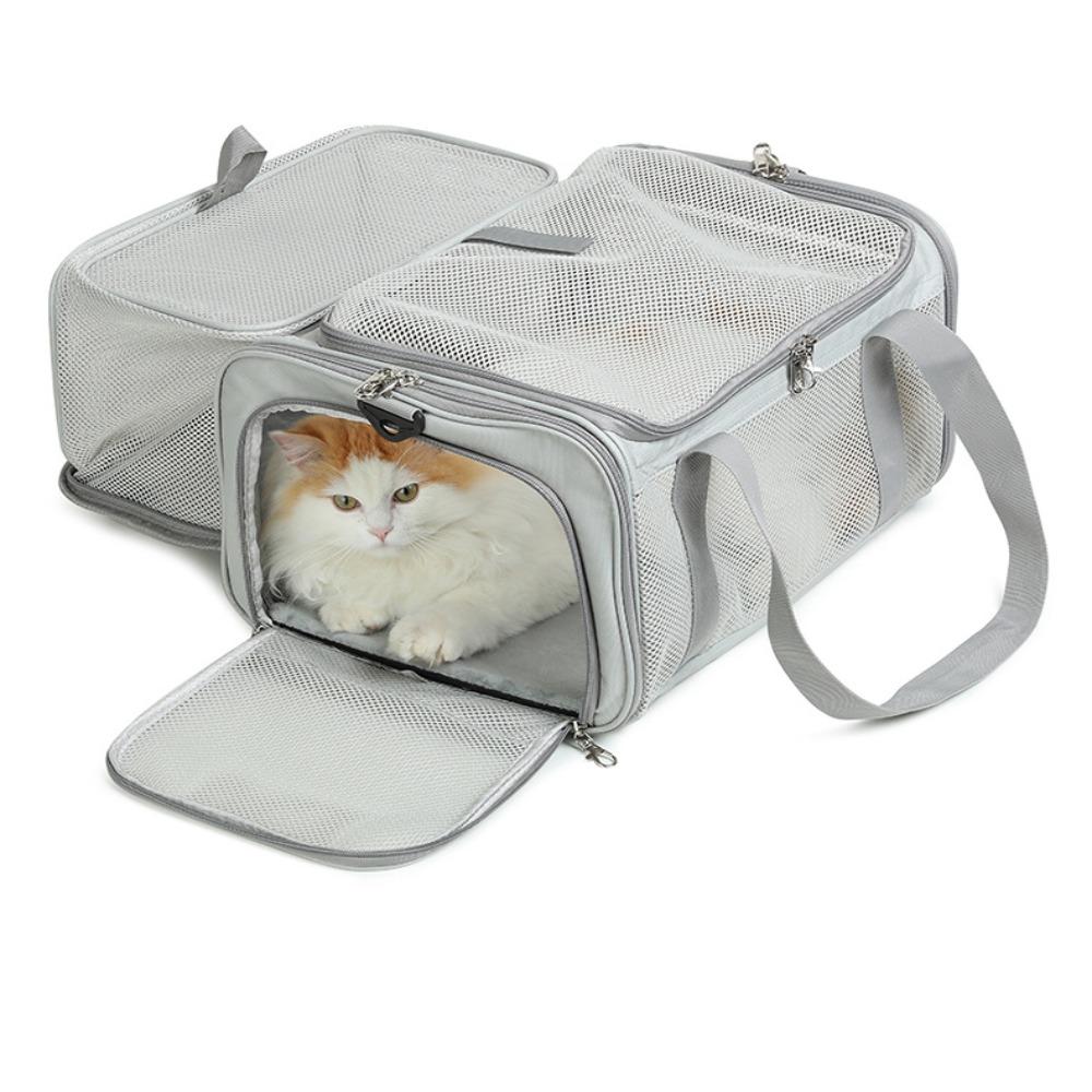 Lightweight Canvas Pets Travel Handbag Breathable Large Capacity Cat Bag Foldable Portable Pet Airline Bag Cat
