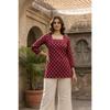 Floral Printed Pure Cotton Top Tunic Kurti Women Office Wear Short Kurta Dress