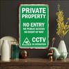 Verde Vintage Proprietate Privată Fără Intrare Fără Acces Public Fără Drept de Trecere CCTV în Funcțiune Semn de Avertizare Securitate Retro Înalt De