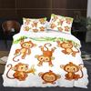 Monkey Duvet Cover King Queen Lovely Cartoon Animal Bedding Set for Kids Boy Girl Green Jungle Tree Polyester Quilt Cover