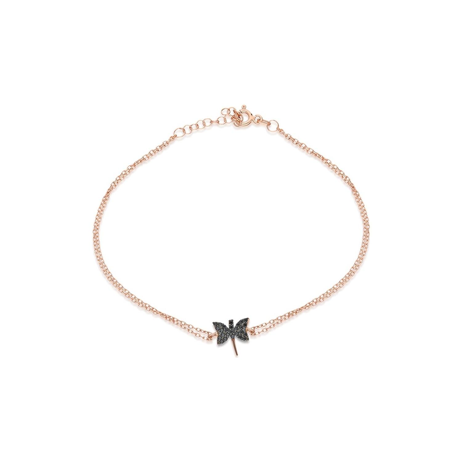 

925 пробы крошечный черный браслет стрекоза женский браслет из стерлингового серебра