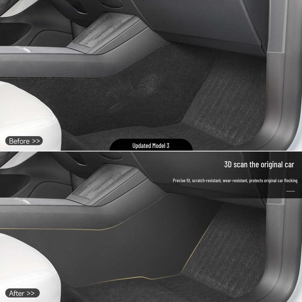 Tesla 3/Y Flocking Anti-Kick Protective Pads for Central Control Storage Panel