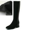 Women's Winter High Boots Quality Suede Knee High Boot Flock Casual Low Heel Autumn Winter Long Shoes Woman Black Large Size 43