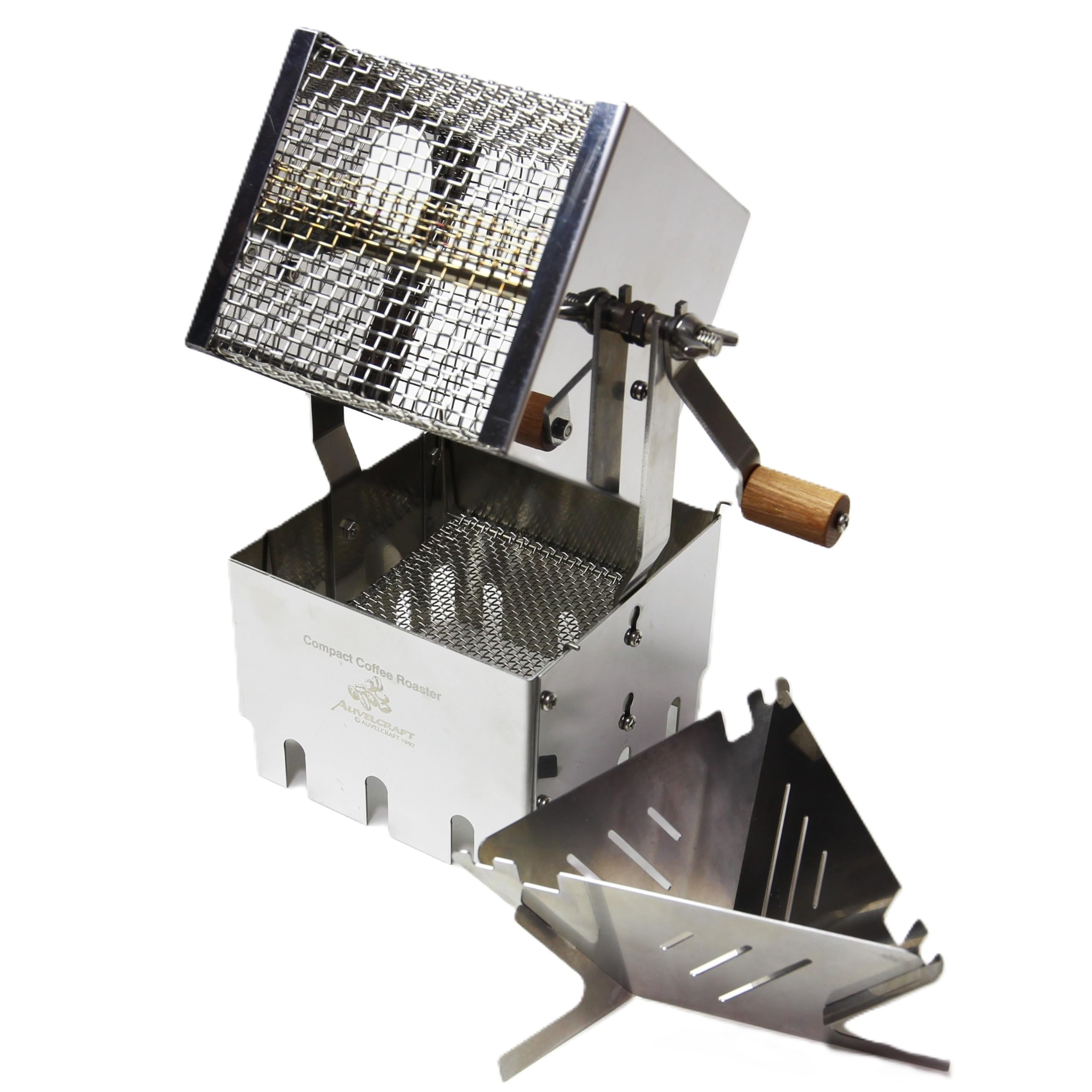 

Aubercraft Кофеобжарочная машина с прямым огнем и для аутентичной обжарки кофе, сделано в Японии, с нержавеющей сталью, для хранения кофе на открытом воздухе