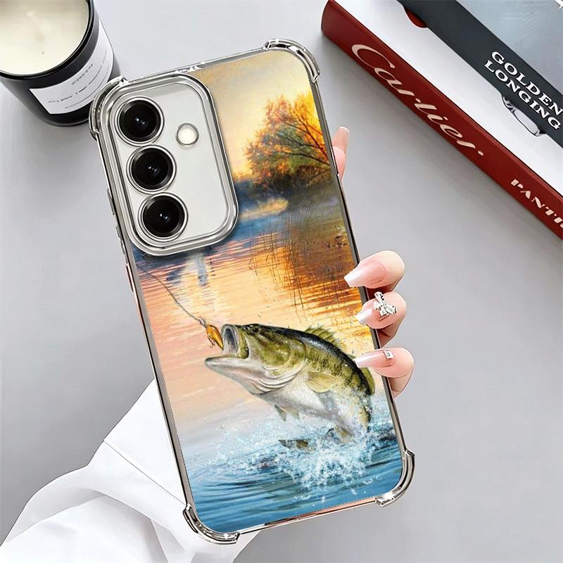 Hunting Fishing Man Plating Phone Case For Samsung A17 A07 A37 A57 A16 A56 A15 A55 A14 A54 A13 A53 A26 A36 A25 A35 A24 A34 A23 A